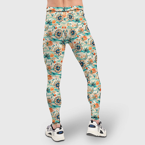 Мужские тайтсы Компас летний паттерн / 3D-принт – фото 4