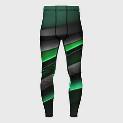 Тайтсы мужские Black green line, цвет: 3D-принт