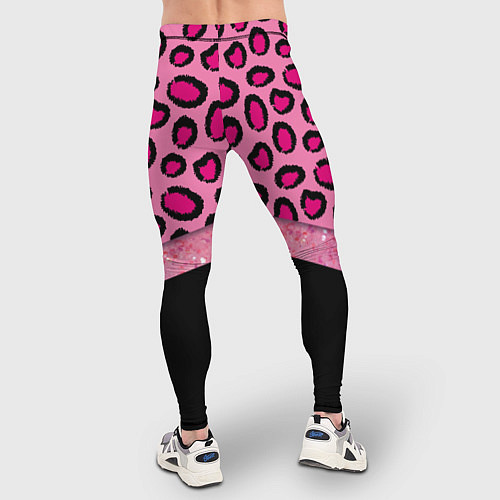 Мужские тайтсы Розовый леопард и блестки принт / 3D-принт – фото 4