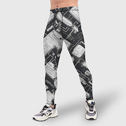 Тайтсы мужские Полосы Чёрно-белые киберпанк, цвет: 3D-принт — фото 2