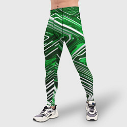 Тайтсы мужские Кибер линии Зелёный-белый, цвет: 3D-принт — фото 2