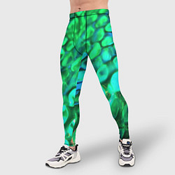 Тайтсы мужские Объемная зеленая текстура в виде чешуи, цвет: 3D-принт — фото 2