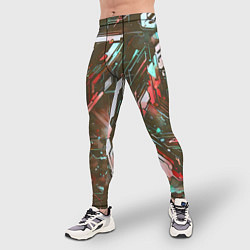 Тайтсы мужские Космические кибер схемы Красные, цвет: 3D-принт — фото 2