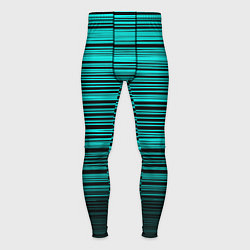 Тайтсы мужские Яркие неоновые бирюзовые полосы на черном, цвет: 3D-принт