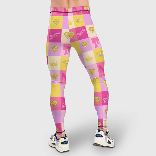 Мужские тайтсы Барби: желтые и розовые квадраты паттерн / 3D-принт – фото 4