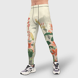 Тайтсы мужские Тигровые лилии - японский стиль, цвет: 3D-принт — фото 2