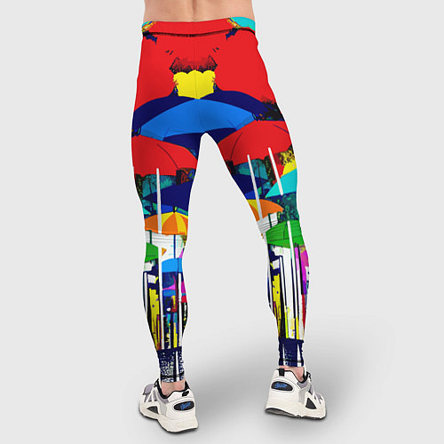Мужские тайтсы Mirror pattern of umbrellas - pop art / 3D-принт – фото 4