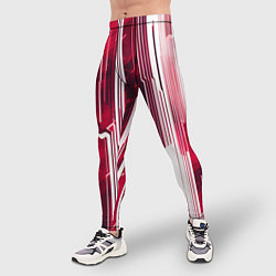 Тайтсы мужские Киберпанк полосы белый и красный, цвет: 3D-принт — фото 2