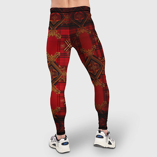 Мужские тайтсы Красная шотландская клетка royal stewart / 3D-принт – фото 4