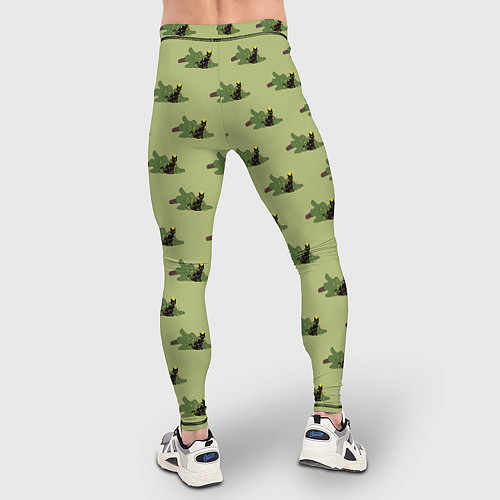 Мужские тайтсы Черный кот в гирлянде уронил елку / 3D-принт – фото 4