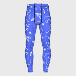 Мужские тайтсы Синий рождественский принт с оленями