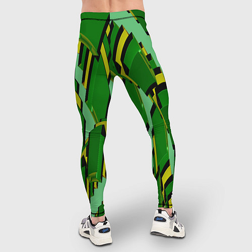 Мужские тайтсы Зеленая псевдокамуфляжная геометрия / 3D-принт – фото 4