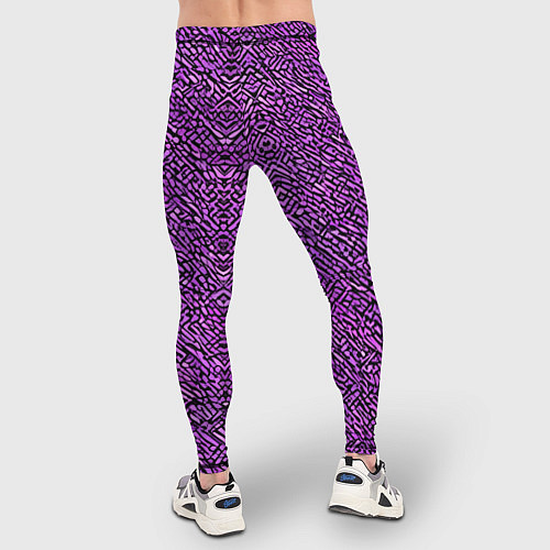 Мужские тайтсы Чёрные и фиолетовые мазки / 3D-принт – фото 4