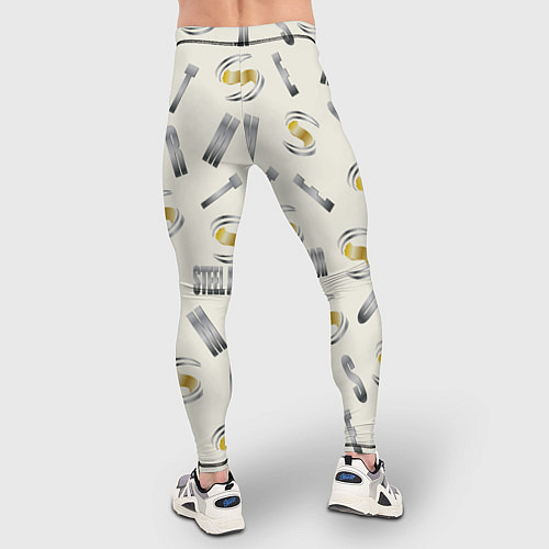 Мужские тайтсы Стальная броня - буквеный паттерн / 3D-принт – фото 4