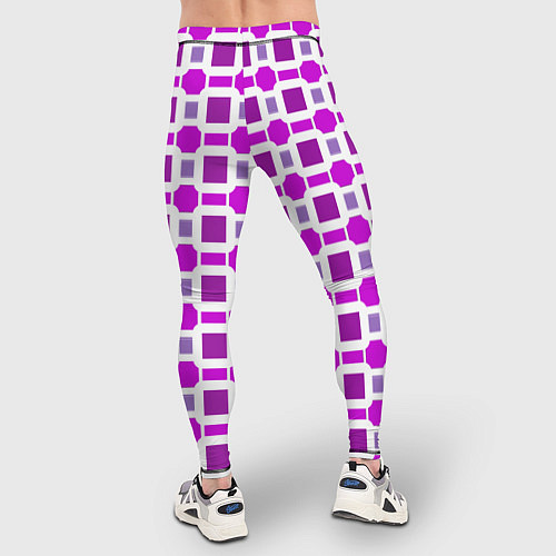 Мужские тайтсы Фиолетовые кирпичики и белые полосы / 3D-принт – фото 4