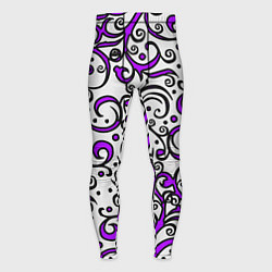 Тайтсы мужские Фиолетовые кружевные узоры, цвет: 3D-принт