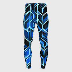 Тайтсы мужские Синие полосы на чёрном фоне, цвет: 3D-принт