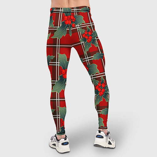 Мужские тайтсы Остролист на красной шотландке / 3D-принт – фото 4