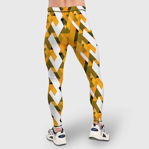Мужские тайтсы White and yellow shapes / 3D-принт – фото 4