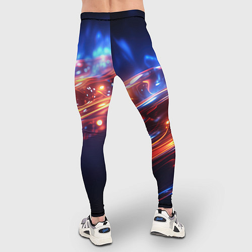 Мужские тайтсы Оранжевая полоса в движении / 3D-принт – фото 4
