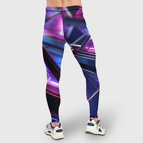 Мужские тайтсы Фиолетовые абстрактные треугольники / 3D-принт – фото 4