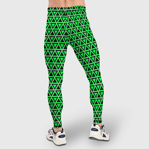 Мужские тайтсы Зелёные и чёрные треугольники / 3D-принт – фото 4