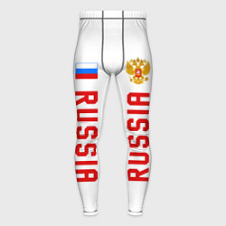 Тайтсы мужские Россия три полоски на белом фоне, цвет: 3D-принт