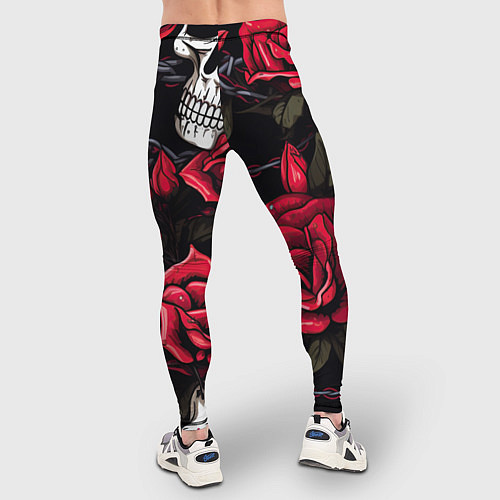 Мужские тайтсы Череп и красные розы / 3D-принт – фото 4