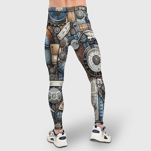 Мужские тайтсы Механистический паттерн - авангард нейросеть / 3D-принт – фото 4