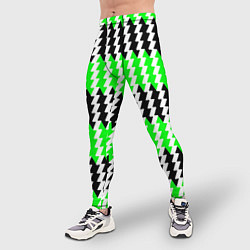Тайтсы мужские Вертикальные чёрно-зелёные полосы, цвет: 3D-принт — фото 2