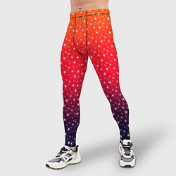 Тайтсы мужские Градиент оранжево-фиолетовый со звёздочками, цвет: 3D-принт — фото 2
