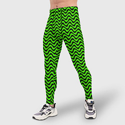 Тайтсы мужские Искажённые полосы кислотный зелёный, цвет: 3D-принт — фото 2