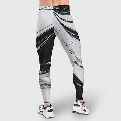 Мужские тайтсы Мрамор черно-белый / 3D-принт – фото 4