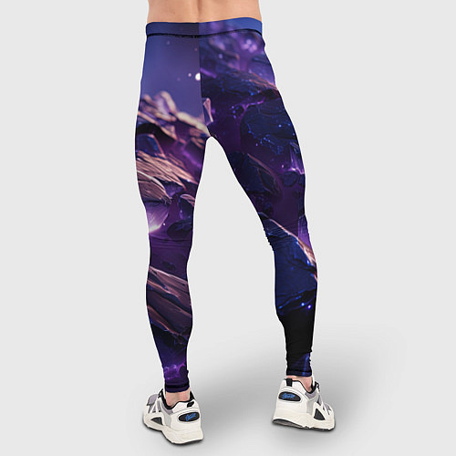 Мужские тайтсы Фиолетовые неоновые камни со светом / 3D-принт – фото 4