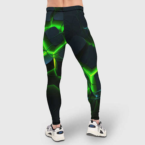 Мужские тайтсы Зеленый неон и разлом плит / 3D-принт – фото 4