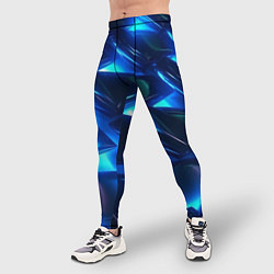 Тайтсы мужские Синие абстрактные неоновые плиты, цвет: 3D-принт — фото 2