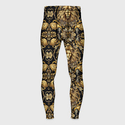 Тайтсы мужские Головы львов золотой паттерн, цвет: 3D-принт
