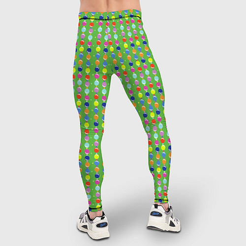 Мужские тайтсы Паттерн с вертикальными гирляндами на зеленом / 3D-принт – фото 4