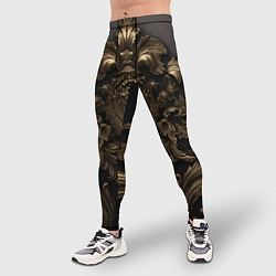 Тайтсы мужские Золотистая корона и узоры, цвет: 3D-принт — фото 2