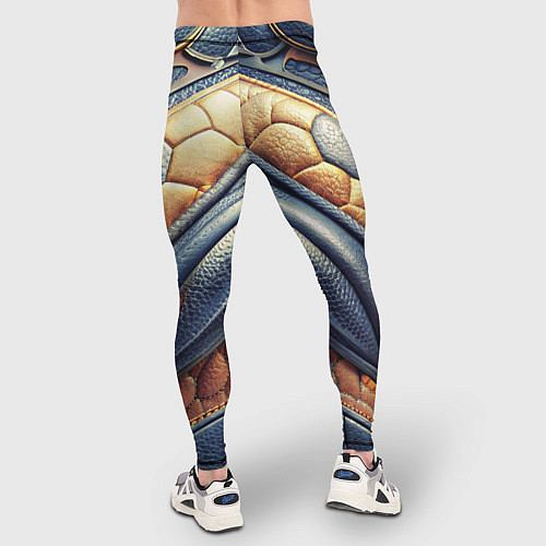 Мужские тайтсы Темная кожаная броня с желтой оплеткой / 3D-принт – фото 4