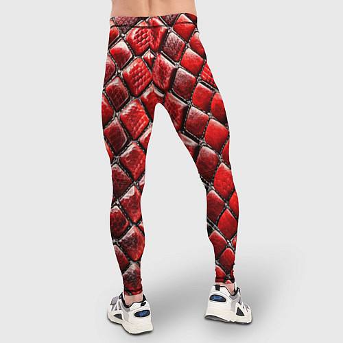 Мужские тайтсы Змеиная объемная текстурная красная кожа / 3D-принт – фото 4