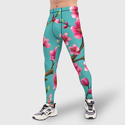 Тайтсы мужские Ветка розовой сакуры, цвет: 3D-принт — фото 2