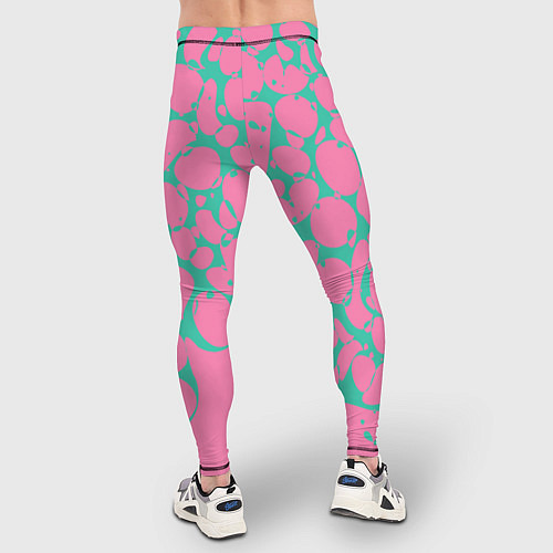 Мужские тайтсы Бирюзовая паутина на розовом / 3D-принт – фото 4