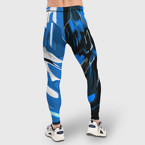 Мужские тайтсы Синяя абстракция на чёрно-белом фоне / 3D-принт – фото 4