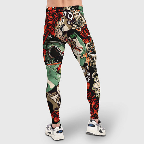 Мужские тайтсы Граффити плюшевого медведя среди акул азарта / 3D-принт – фото 4