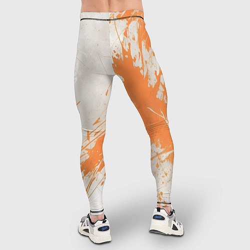 Мужские тайтсы Оранжевая краска на белом / 3D-принт – фото 4