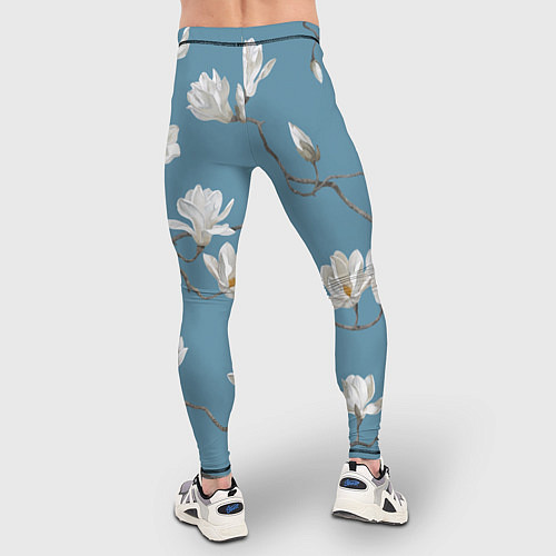 Мужские тайтсы Цветы акварелью ветки магнолии / 3D-принт – фото 4