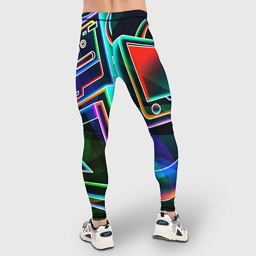 Мужские тайтсы Неоновая психоделика геймер / 3D-принт – фото 4