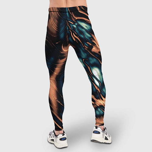 Мужские тайтсы Абстракция тёмный бирюзово-медный / 3D-принт – фото 4