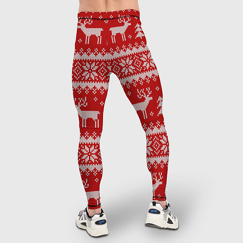 Мужские тайтсы Вязаный зимний узор с оленями / 3D-принт – фото 4